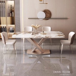 Bàn ăn bằng bê tông cao cấp Bộ bàn ăn bằng đá Bàn ăn chất liệu đá cẩm thạch - Product Image 3