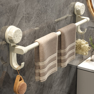 Toallero de pared con ventosa de acero inoxidable, fácil instalación, barra individual para toallas, organizador de baño - Product Image 1