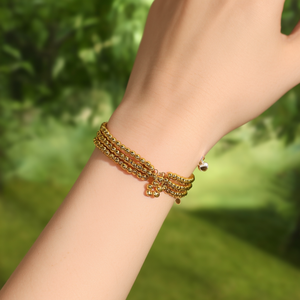 Cute Fruit-Shaped Fashion <b>Beaded</b> <b>Bracelet</b> 316L Stainless Steel PVD <b>Gold</b> Plating Cherry Charm Stretchable Unisex Gift - Product Image 3