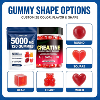 Gummies de créatine pour hommes et femmes, monohydrate à absorption rapide, puissance et endurance pour l'entraînement en salle de sport, logo personnalisé, fourniture directe usine