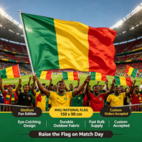 Drapeau du Mali 3x5 pieds 100% polyester personnalisé en usine pour compétition sportive nationale, promotionnel, livraison rapide avec impression numérique