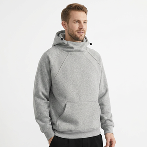 <b>Men's</b> Hooded <b>Sweatshirt</b> Solid <b>Grey</b> Raglan Sleeve Loose Fit Casual Cotton Fleece Winter Wear Pocket Everyday Formal 100% Cotton - Product Image 1