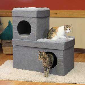 Grande grotte à Cube empilable, maison pliable pour chats, lits pour chats d'intérieur respirants - Product Image 2