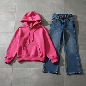 Ensemble <span class=keywords><strong>sweat</strong></span> à capuche et jean rose vif personnalisé pour hommes sweats deux pièces surdimensionnés à <span class=keywords><strong>la</strong></span> <span class=keywords><strong>mode</strong></span> <span class=keywords><strong>sweat</strong></span> à capuche ample pour adolescents garçons - Product Image 1