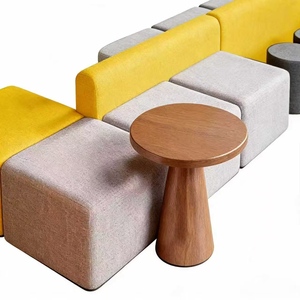 Sofá Cuadrado para Área de Descanso, Combinación de Sofás para Instituciones de Capacitación, Bancos, Hoteles, Salas de Espera, Sofá para Áreas Comerciales con Taburetes - Product Image 4