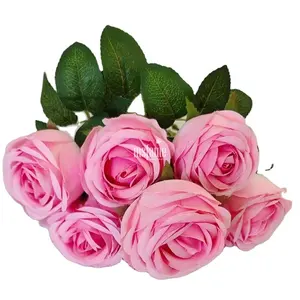 Msfame Factory Artificial 7 Heads Dusty Roses Silk Crystal Eternal Flower Rose Flowers Bouquet