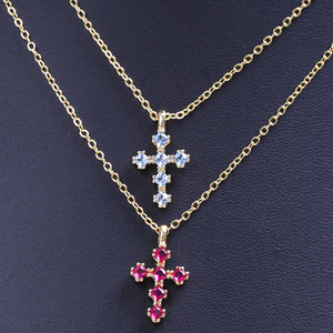 12 Pcs Fashional Châu Âu Và Mỹ 18K 12 Tháng Birthstone Chữ Thập Zirconium Vòng Cổ Cho Phụ Nữ Của Quà Tặng - Product Image 1