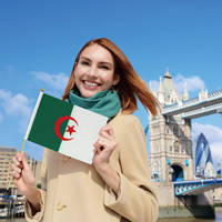 Vente en gros Offre Spéciale les pays du monde 14*21cm Drapeau algérien agitant la main avec tige en bois