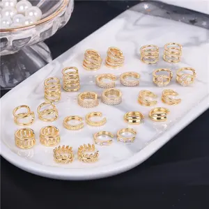 Punhos de orelha simples de diamante CZ para mulheres, brincos banhados a ouro 18k, sem piercing, atacado, 2022