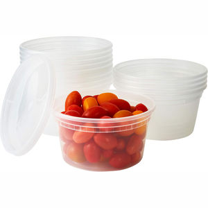 Contenedor Redondo Transparente de Plástico para Alimentos, Envase para Comida para Llevar de Restaurante, Contenedor para Sopa de 16 oz con Tapa - Product Image 2