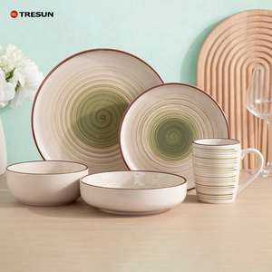 TRESUN china factory <b>cheap</b> oem price premium quality microwave dishwasher safe handpainted ceramic stoneware dinnerware <b>set</b> - Product Image 1