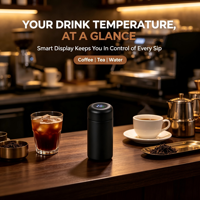 Botella de Agua Aislada al Vacío de Acero Inoxidable, Mini Termo de Bolsillo de 300 ml con Pantalla LED de Temperatura Inteligente y Logotipo Personalizado