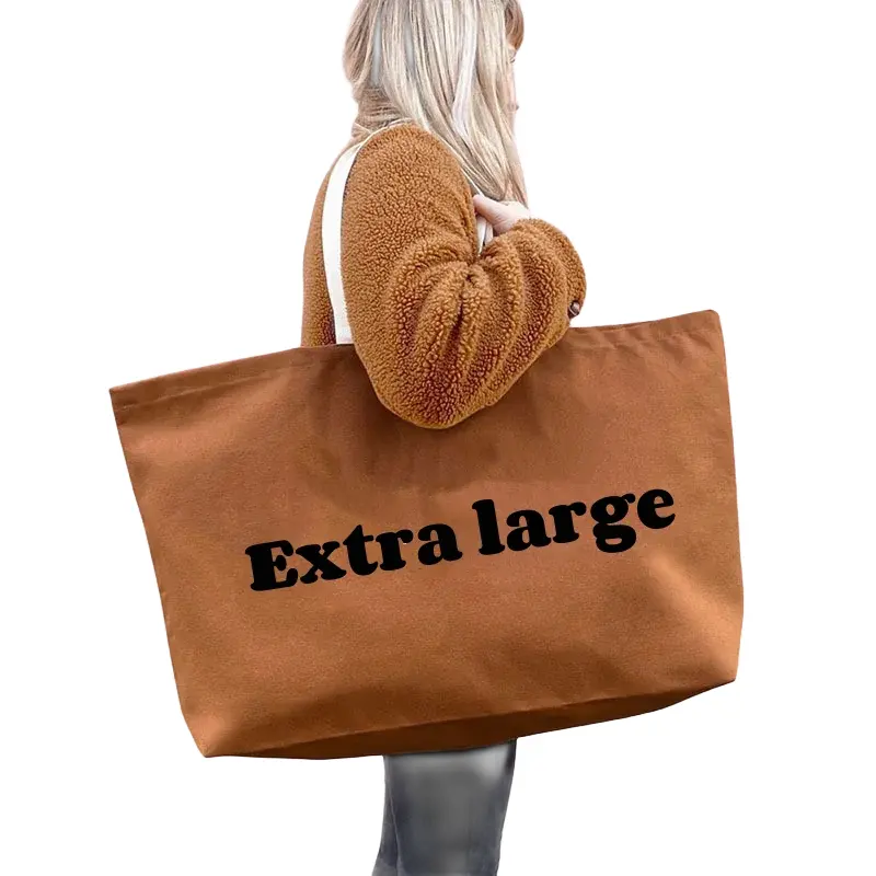 custom Natural Extra Large fashion school handbag Oversize Cotton Canvas Tote Bag shopping bag With Logo Printing