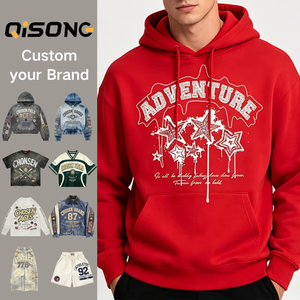 <span class=keywords><strong>Sudadera</strong></span> con Capucha Personalizada con Pedrería de Fábrica de Ropa Personalizada, <span class=keywords><strong>Sudadera</strong></span> con Gráfico de Estrella de Aventura <span class=keywords><strong>Roja</strong></span> para <span class=keywords><strong>Hombre</strong></span>, Ropa Urbana - Product Image 1