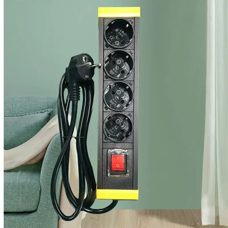 European Standard 16A 250VAC Industrial Power Strip 4-Bit Industrial Lightning Protection Filter 1U Power Distribution Equipment