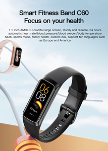 Montre connectée de fitness Yuniq unisexe avec écran AMOLED 1,1 pouces, écran tactile unique, étanche IP67, suivi de la fréquence cardiaque et de la température corporelle, batterie de 4 jours - Product Image 2