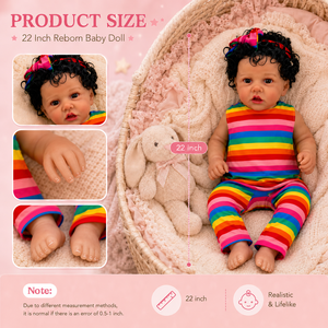 BAkwbwBY Fabricant Poupée Bébé Reborn Réaliste Noire Personnalisée 22 pouces Corps Entièrement en Vinyle <span class=keywords><strong>Lavable</strong></span> Poupée Nouveau-né <span class=keywords><strong>pour</strong></span> Éducation et Collection - Product Image 6