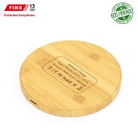Pengisi Daya Nirkabel Ultra Tipis Bentuk Lingkaran USB-C QC3.0 Kayu Bambu Bersertifikasi CE Pengisian Cepat Portabel Harga Terjangkau Daya 15W 5V/2A