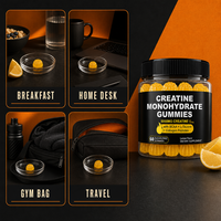 Gummies de créatine monohydrate sans sucre saveur citron pour le sport et le fitness, enrichies en BCAA et peptides de collagène pour l'apport quotidien en salle de sport