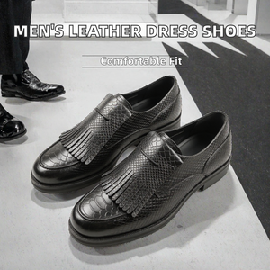 Chaussures habillées en cuir pour hommes, chaussures à bout rond pour hommes, chaussures en cuir décontractées pour hommes pour le bureau et les affaires - Product Image 2