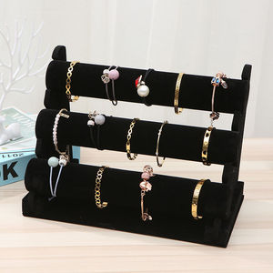 Velvet <b>Bracelet</b> And Bangle Display Rack Three Layer Jewelry Organizer For Watch Hair Tie Storage Stand - Product Image 1
