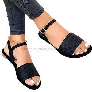 Factory Wholesale Flat Casual Sandals Women's New Big Size One Word Solid Color Open Toe Fish Mouth Women - Product Image 5