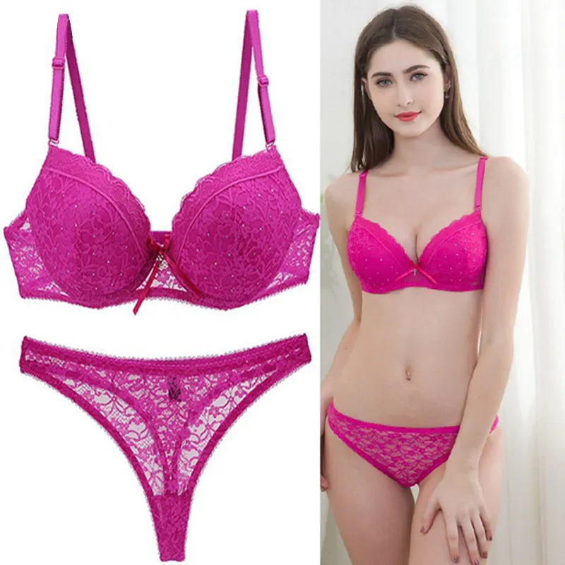 Wholesale Sexy Diamond Lace Bra Set Underwire Support Gather Women Big Size Bra And Panties C D E Cup