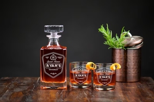 USA Kho <span class=keywords><strong>12</strong></span>-Mảnh Tùy Chỉnh Khắc Whiskey Decanter Set Với Kính, Ice Cubes, Slate Đế Lót Ly Và Bằng Gỗ Hộp Quà Tặng - Product Image 2