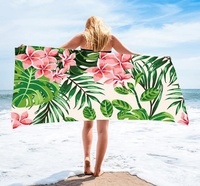 Tropical Floral Printed Microfiber Rectangle Beach Towel Blanket