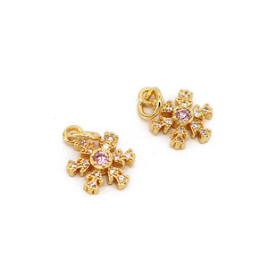 Breloques en forme de <span class=keywords><strong>flocon</strong></span> de neige, petits pendentifs en diamant, Micro pavé, remplissage en or, pour femmes, CZ8216 - Product Image 6