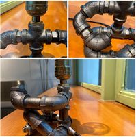 Lampe de bureau en métal de style rétro moderne, tube de guitare, lumière Edison E26, cadeaux sympas pour les passionnés de musique et d'art, lumière robotique industrielle steampunk