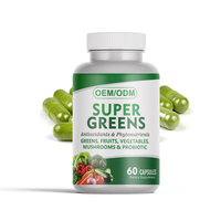 Capsules de légumes en poudre OEM, mélange de 20 légumes en poudre, capsules de poudre verte, soutien à la digestion, capsules de super-aliments verts