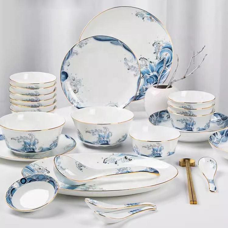 European and American Bone China Bowl and Plate Set Home High-end