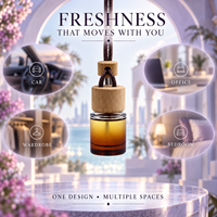 Diffuseur de parfum liquide personnalisé pour voiture, flacon en verre ambré suspendu avec bouchon en bois, 60% d'huile parfumée, OEM ODM, marque privée