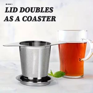 Customized Portable 304 Stainless Steel Strainer Mesh <b>Infuser</b> Steeper With Lid for Home Use Metal Filter Losses <b>Tea</b> Leaf - Product Image 3
