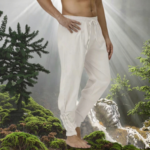Ecowalson Blouse médiévale pour homme, Costume de pirate marin, Pantalon Renaissance Gothique à chevilles resserrées, Taille mi-haute élastique en polyester - Product Image 2