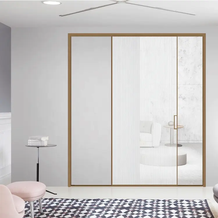 Aluminum Frame Three Tracks Narrow Sliding Glass Doors/ Hanging Doors/Slim Frame Sliding Door