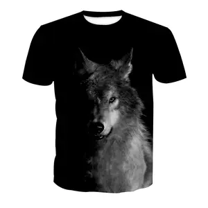 Heißer Verkauf 3d Custom Wolf Gedruckt Männer Casual T-shirt mit Crew Neck t-shirt männer t-shirts