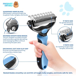 Peigne démêlant en acier inoxydable pour animaux de compagnie, brosse de toilettage pour chiens, produits de nettoyage pour animaux, peigne en acier pour animaux - Product Image 2