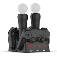 Station d'Accueil de Charge 4 en 1 pour Manettes PS4, PS Move et PS VR, Compatible PS4/PS4 Slim/PS4 Pro