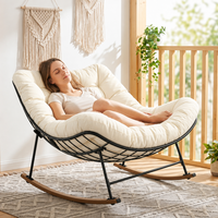 Fauteuil inclinable moderne en tissu avec structure en fer, dossier ergonomique, design écologique pour chambre à coucher, salon, sieste