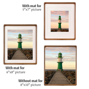 Cadre photo rectangulaire 13x19 en bois d'acajou naturel, verre trempé, coins arrondis faits à la main, passe-partout 11x17, pour mur ou table - Product Image 2