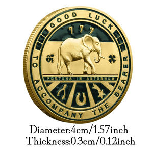 Geluksmuntcollectie Vier Klavertje Olifant Goud Verzilverd Creatieve Herdenkingsmunt Voor Geschenk Met Logo - Product Image 2
