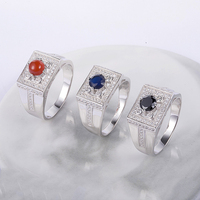 Nuevo 2015 joyería de plata esterlina gran anillo de piedra para hombre rubí CZ anillo