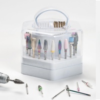 Support et brosse de nettoyage 2-en-1 pour embouts à ongles, étui à 24 trous, support de présentation blanc pour embouts à ongles