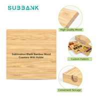 Ensemble de 5 sous-verres en bambou vierges pour sublimation, sous-verres en bois pour tasses à thé, sous-verres en bambou avec support