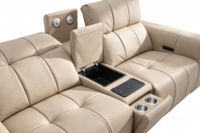 Canapé inclinable électrique moderne 3 places en tissu chenille pour home cinéma avec lumières de lecture et consoles de rangement