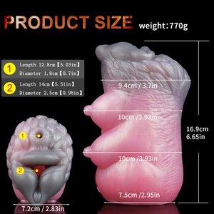 YC-2322 Wolf Meisje Realistische Vagina Mannelijke Penis Massager Fantasie Dier Dual Channel Siliconen Mannelijke Masturbator Seksspeeltjes Groothandel - Product Image 5