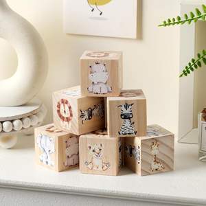 6 pezzi <span class=keywords><strong>Woodblock</strong></span> vivaio decorazione per ragazze e ragazzi acquerello mensola decorazione con incisione per camera da letto idee regalo sala giochi - Product Image 1