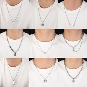 Collana in acciaio al titanio per gli uomini accessorio Vintage a prova di appannamento stile Hip Hop - Product Image 6